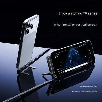 2-in-1 Invisible Holder Charger Cable - 240W Fast Charging Cord with Built-In Phone Stand